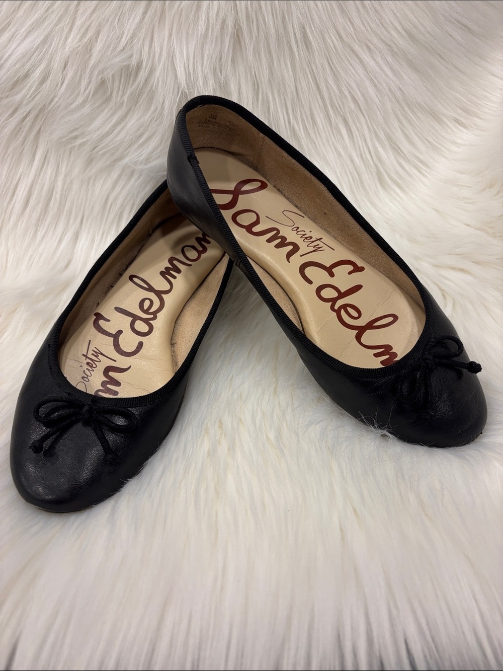 SAM EDELMAN Society black leather ballet flats women’s 6 adorable